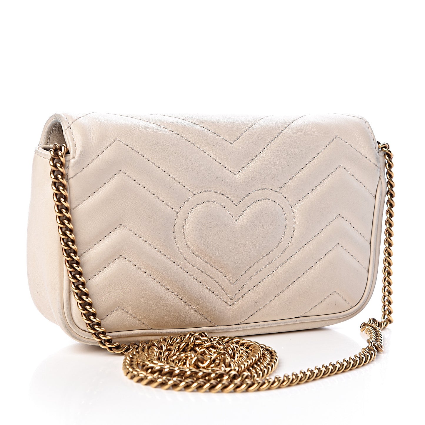 Calfskin Matelasse Super Mini GG Marmont Shoulder Bag White
