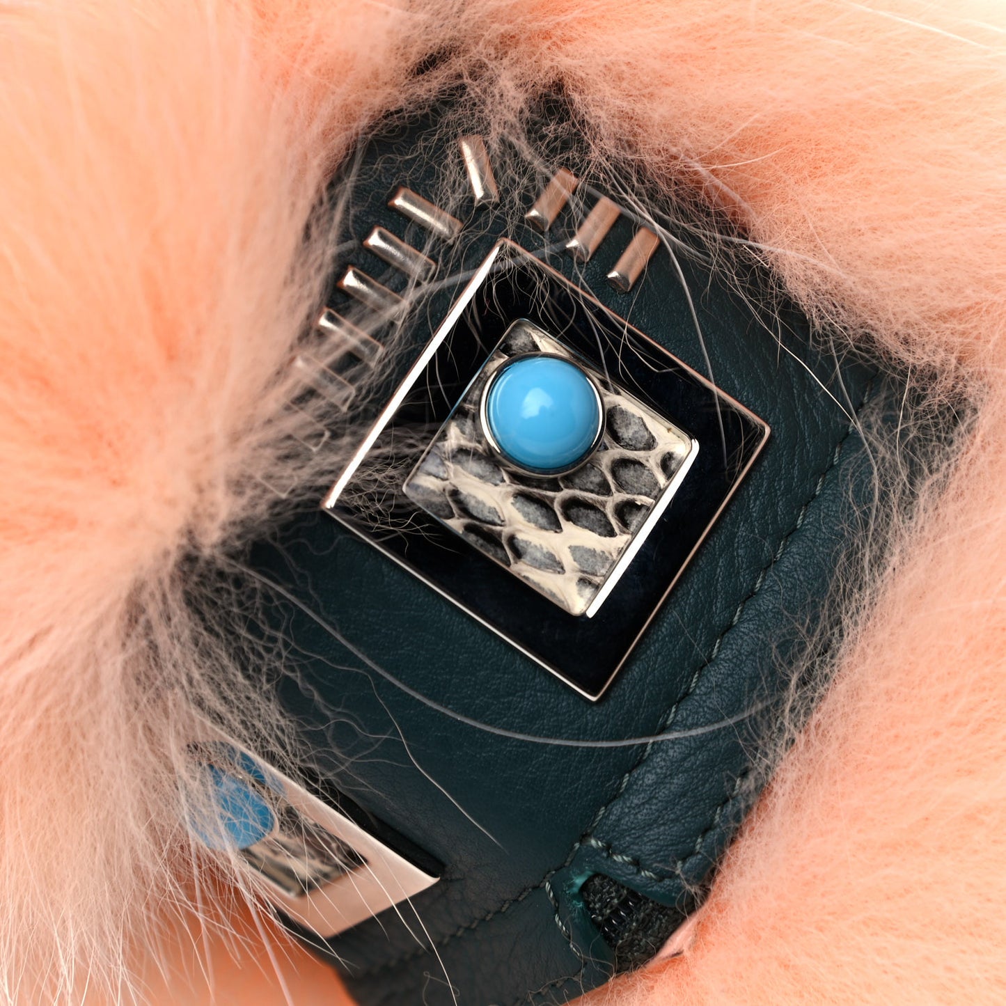 Fox Fur Calfskin Hypnoteyes Coin Purse Bag Charm Palmspring English Green