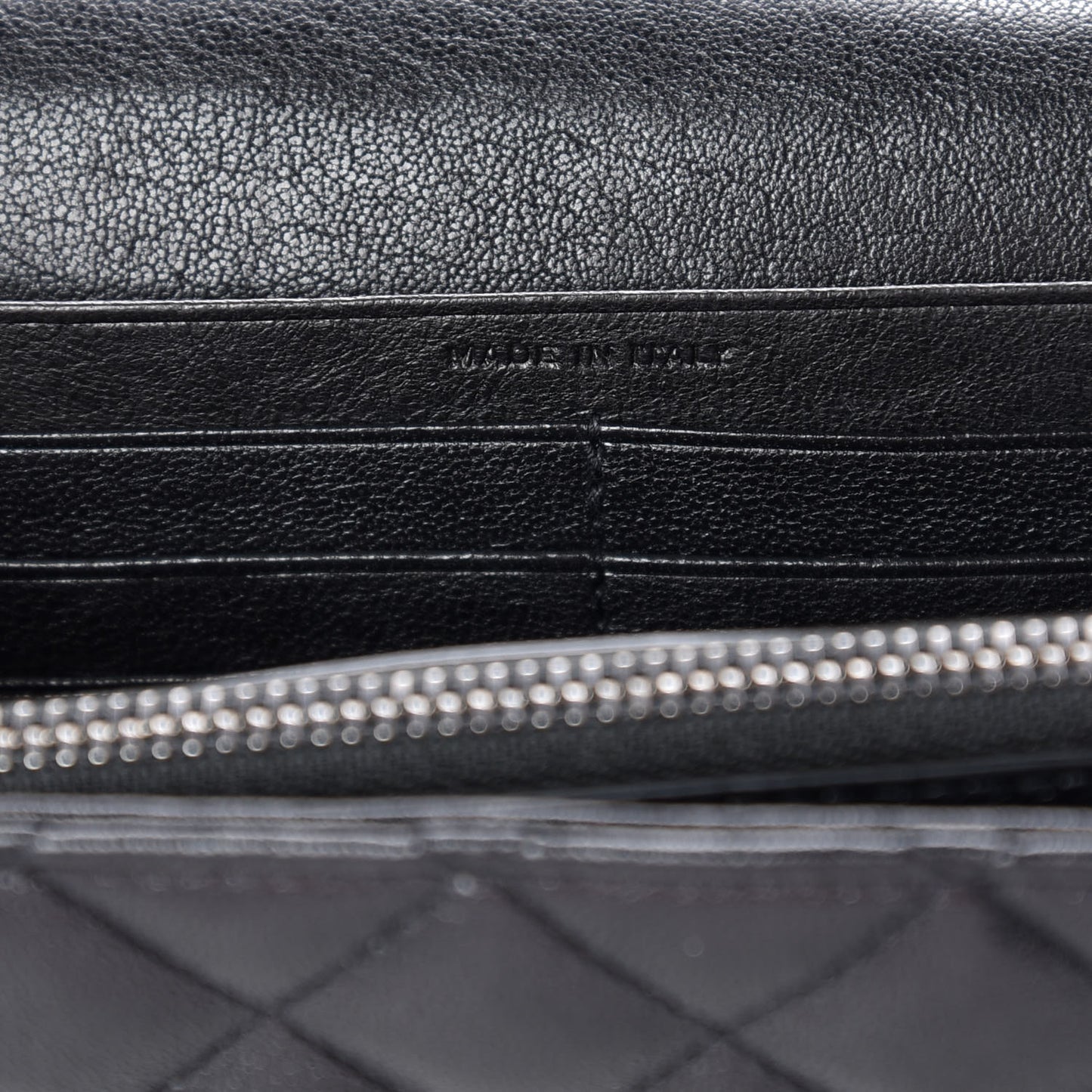Lambskin Mixed Matelasse Monogram Charms Chain Wallet Black