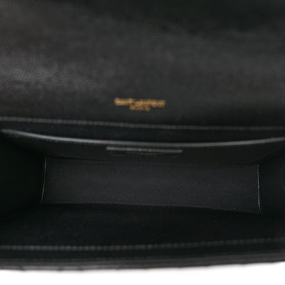 Saint Laurent Grain De Poudre Textured Mixed Matelasse Triquilt Medium Monogram Satchel Black 5 of 9