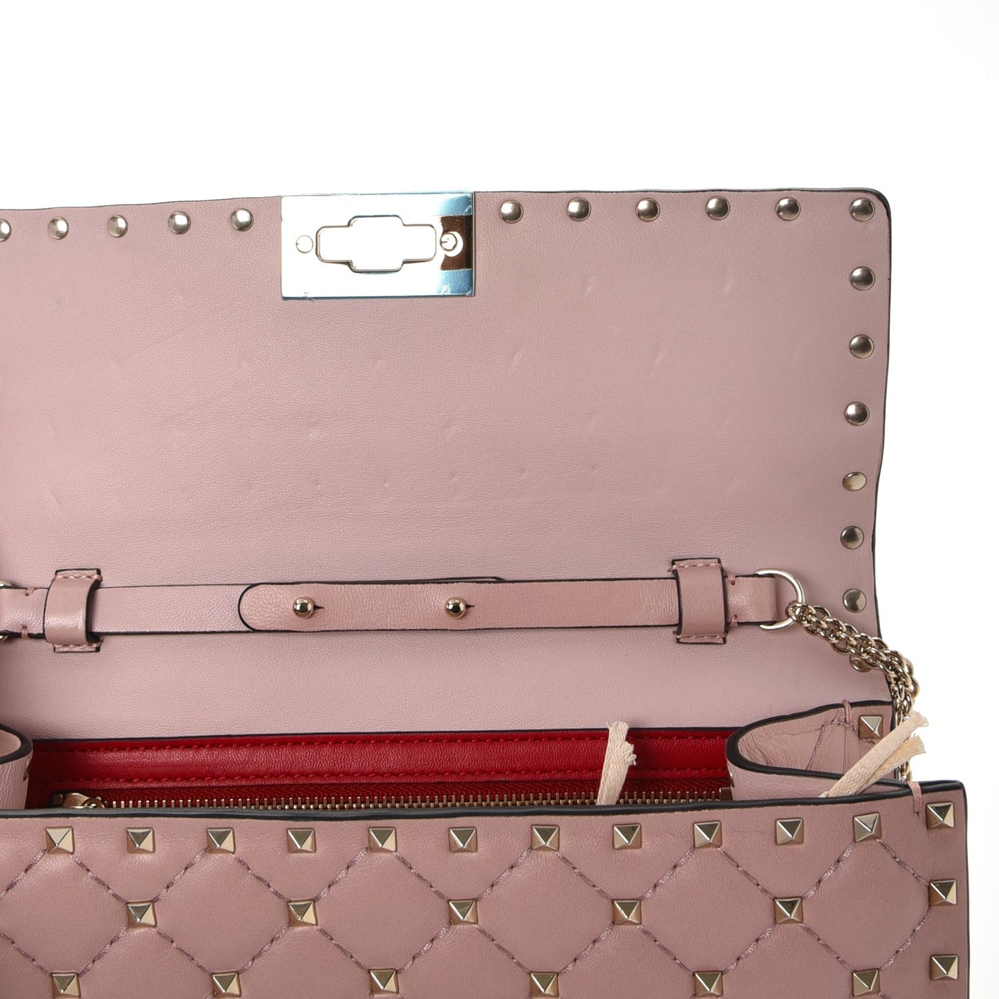 Nappa Rockstud Spike Wallet on Chain Water Rose