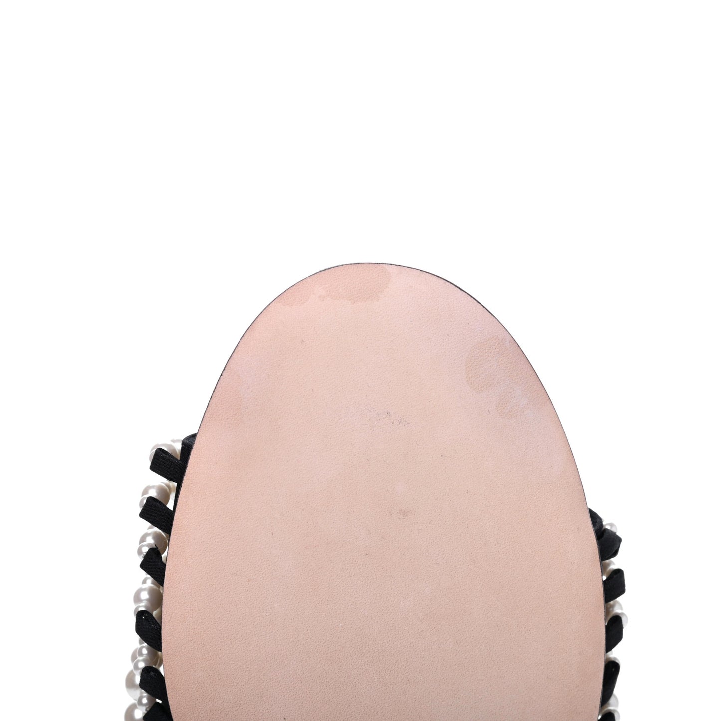 Satin Pearl Flat Sandals 40 Black