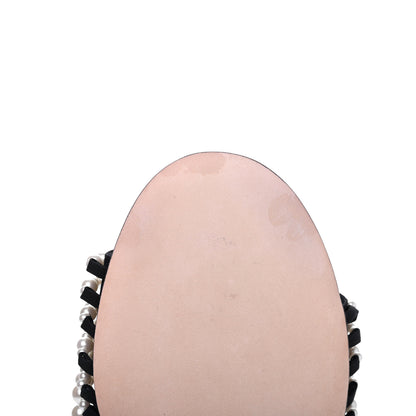 Chanel Satin Pearl Flat Sandals 40 Black 10 of 11