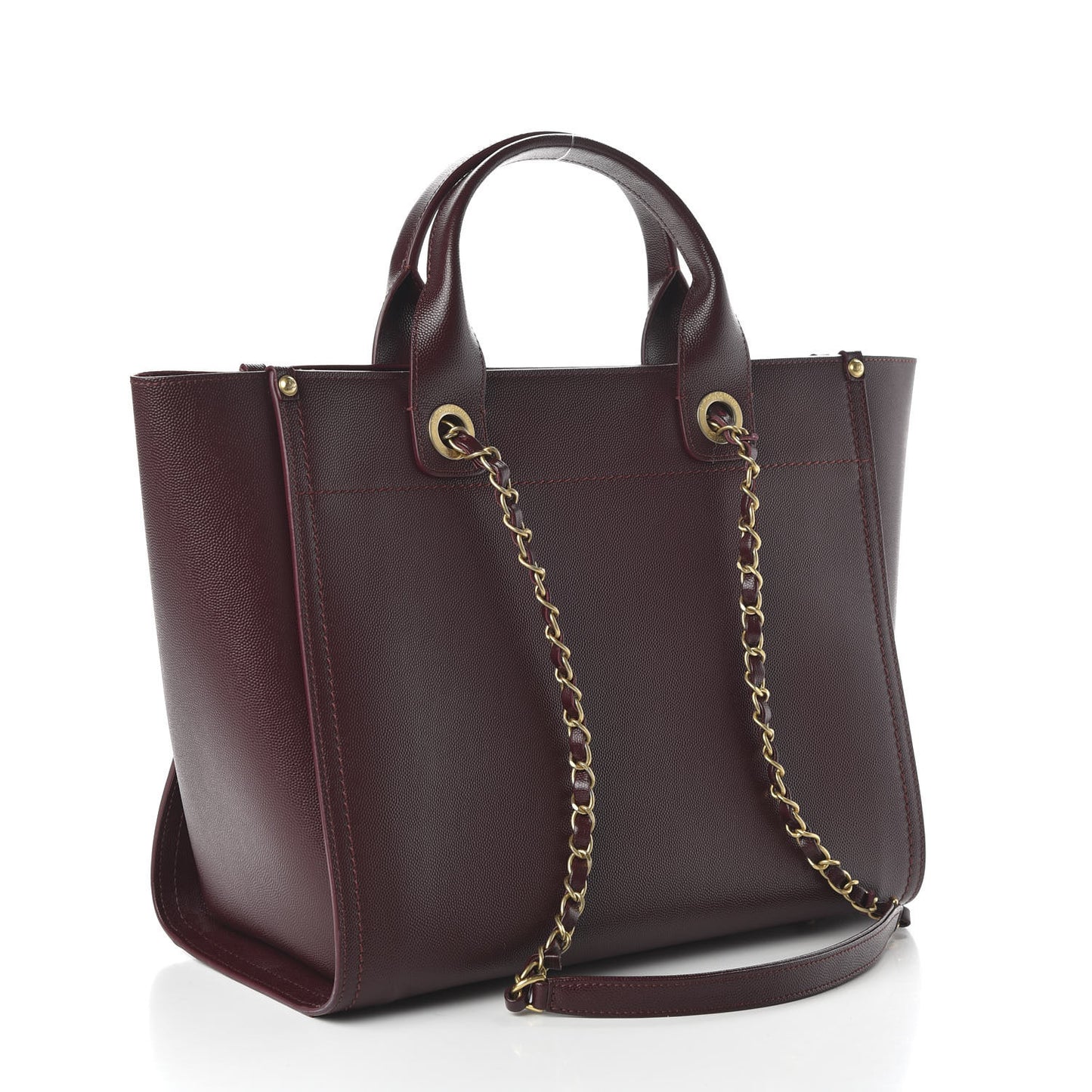 Caviar Medium Studded Deauville Tote Burgundy