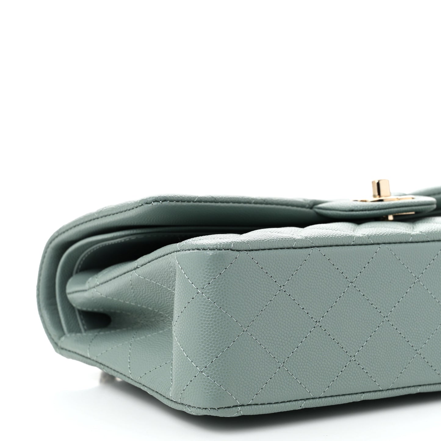 Caviar Quilted Medium Double Flap Light Blue