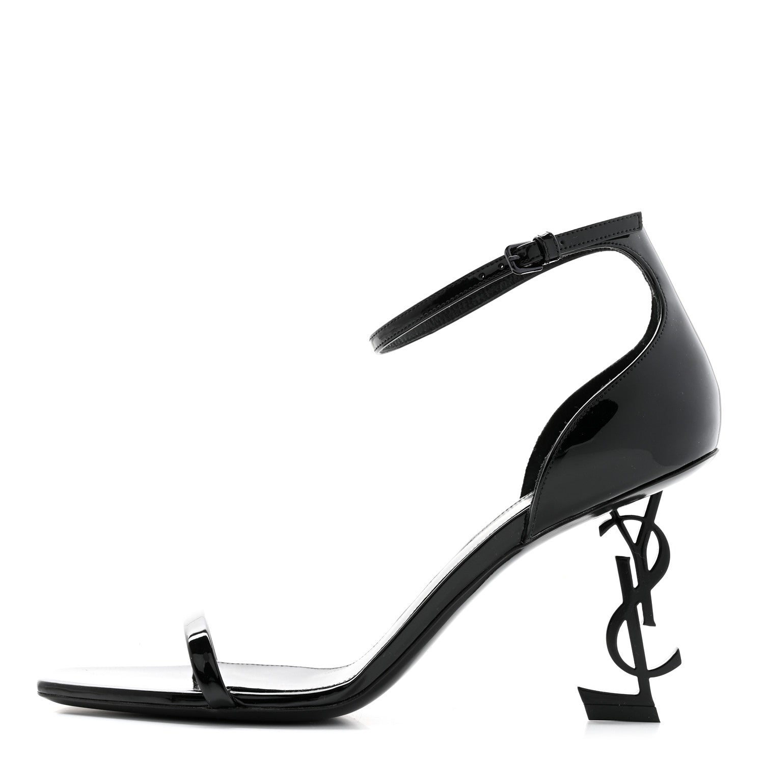 Saint Laurent Patent Calfskin Opyum 85 Sandals 38.5 Black 1 of 9