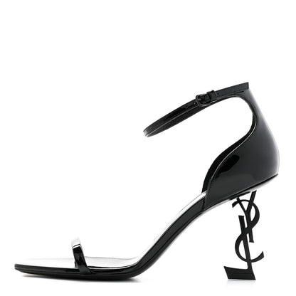 Saint Laurent Patent Calfskin Opyum 85 Sandals 38.5 Black 1 of 9