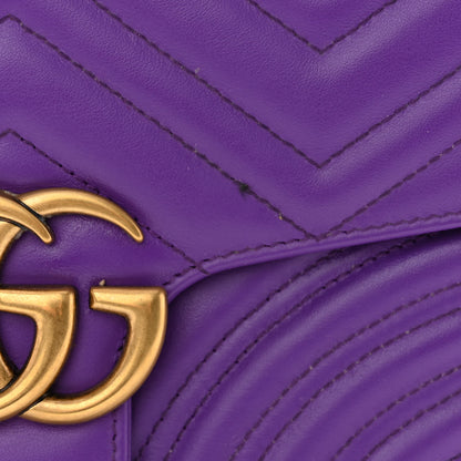 Gucci Calfskin Matelasse Sylvie Web Small GG Marmont Top Handle Shoulder Bag Shine Purple 12 of 12