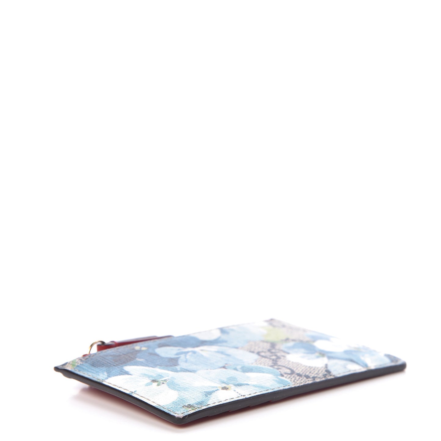 GG Supreme Monogram Blooms Coin Case Card Holder Beige Blue Navy Hibiscus Red