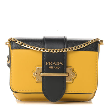 Prada Saffiano City Calf Cahier Belt Bag Soleil Black 1 of 11