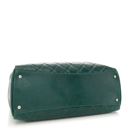 Chanel Glazed Calfskin Quilted Large CC Delivery Tote Dark Green 4 of 15