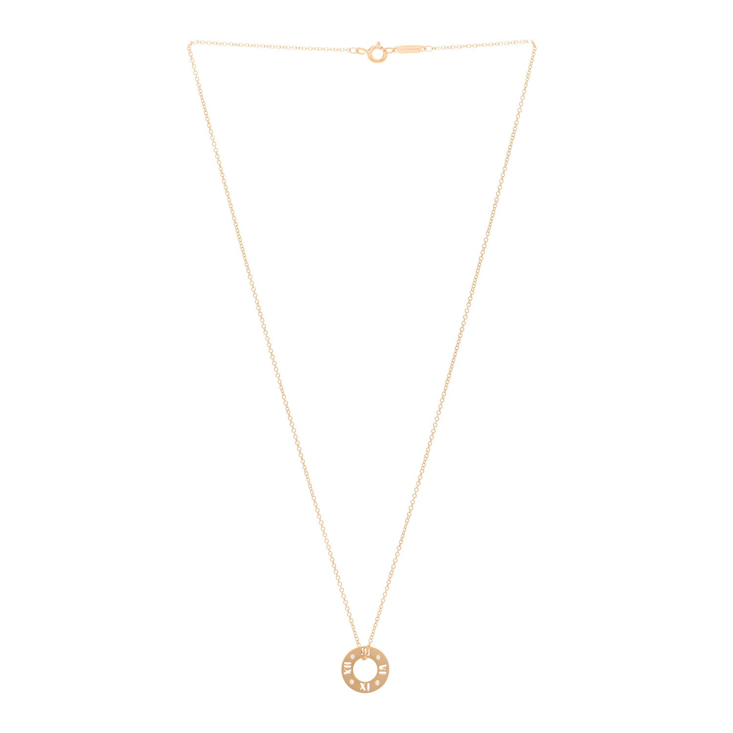 Tiffany 18K Rose Gold Diamond Atlas Pierced Pendant Necklace 3 of 5