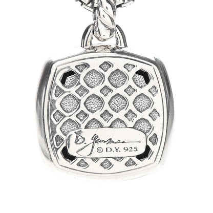David Yurman Sterling Silver 14K Yellow Gold Diamond Black Onyx 17mm Albion Pendant Necklace 5 of 5