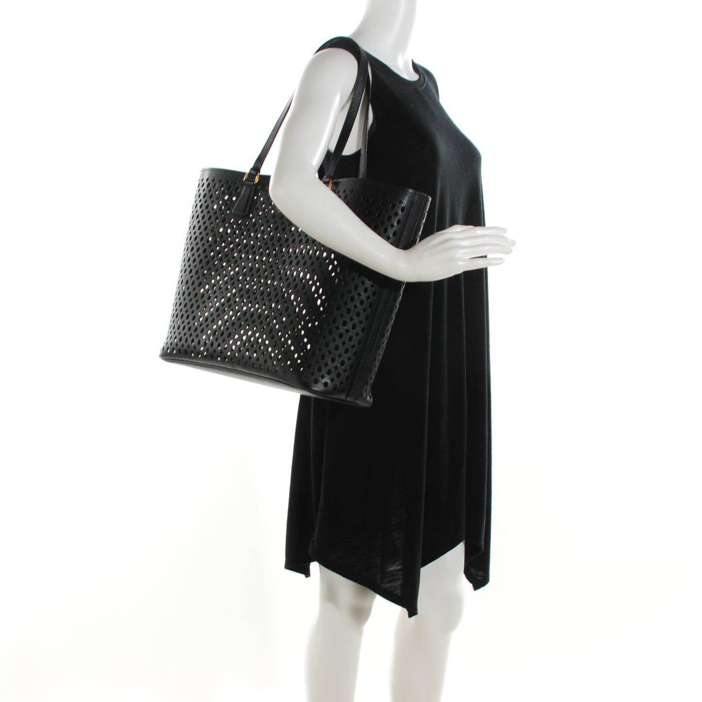Saffiano Perforated Tote Black