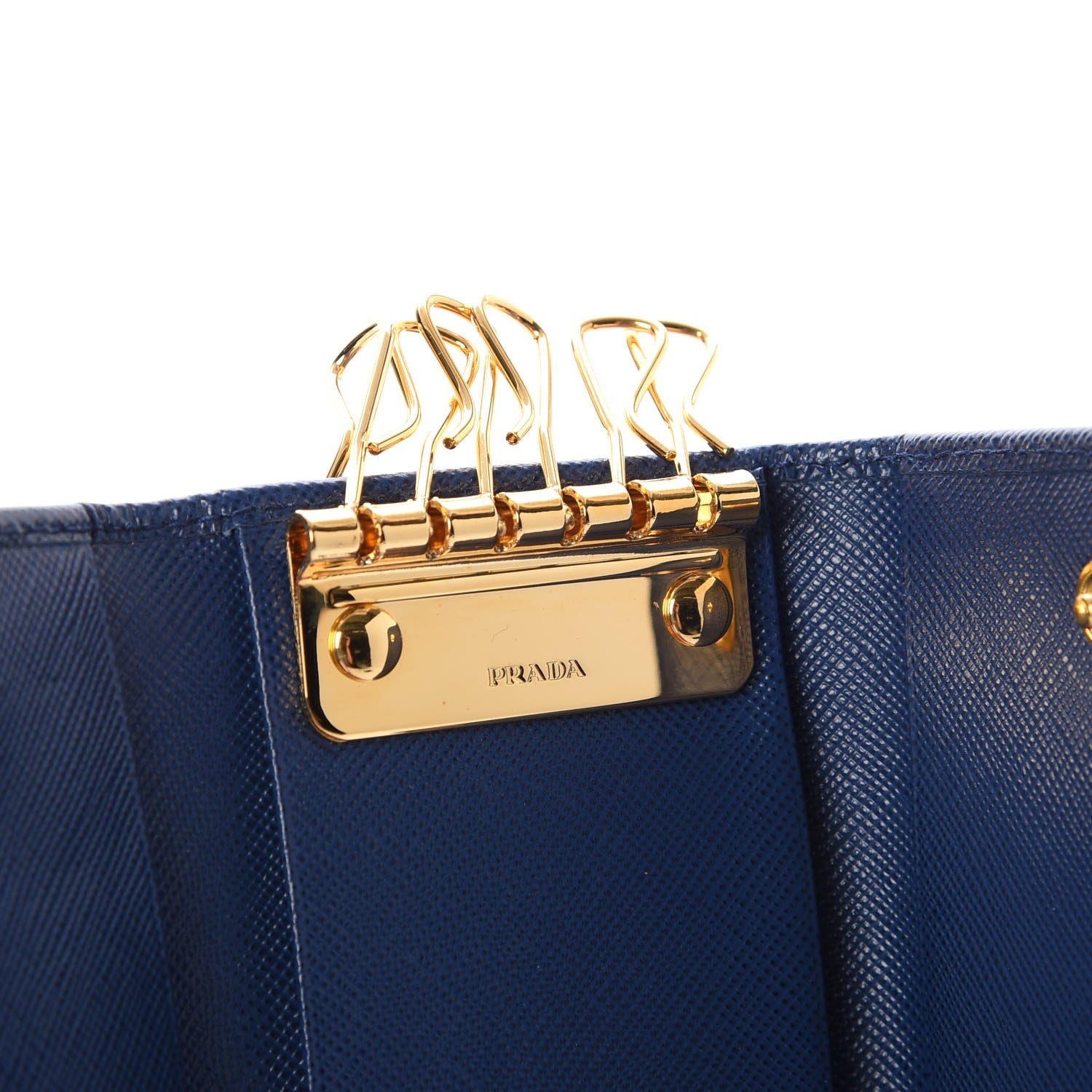 Prada Saffiano Metal 6 Key Holder Bleuette 6 of 8