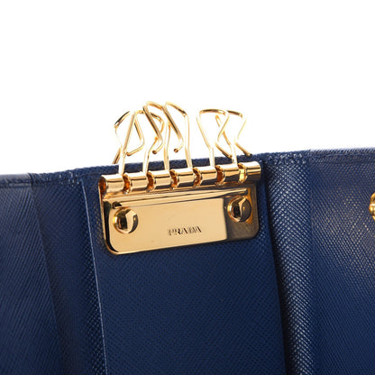 Prada Saffiano Metal 6 Key Holder Bleuette 6 of 8