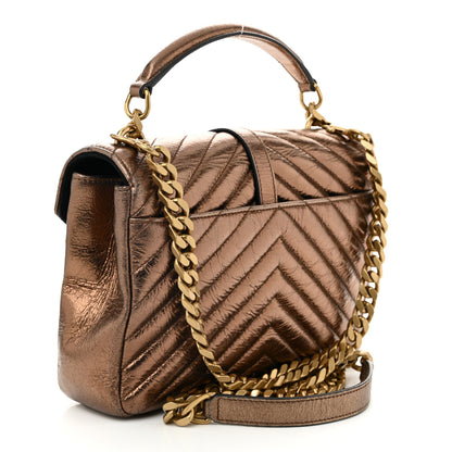 Saint Laurent Metallic Calfskin Matelasse Chevron Monogram Medium College Bag Bronze 3 of 14