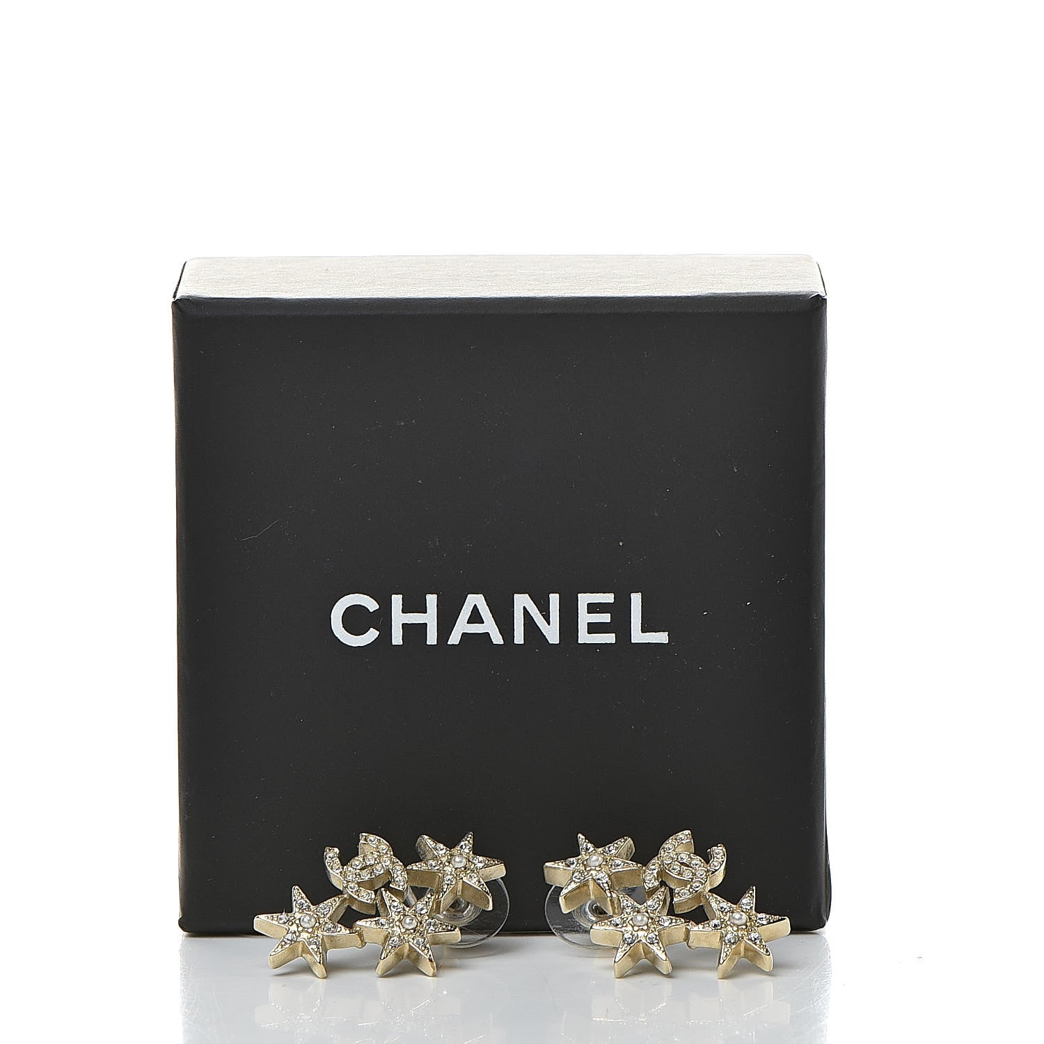 Chanel Crystal Pearl CC Star Earrings Gold 5 of 5