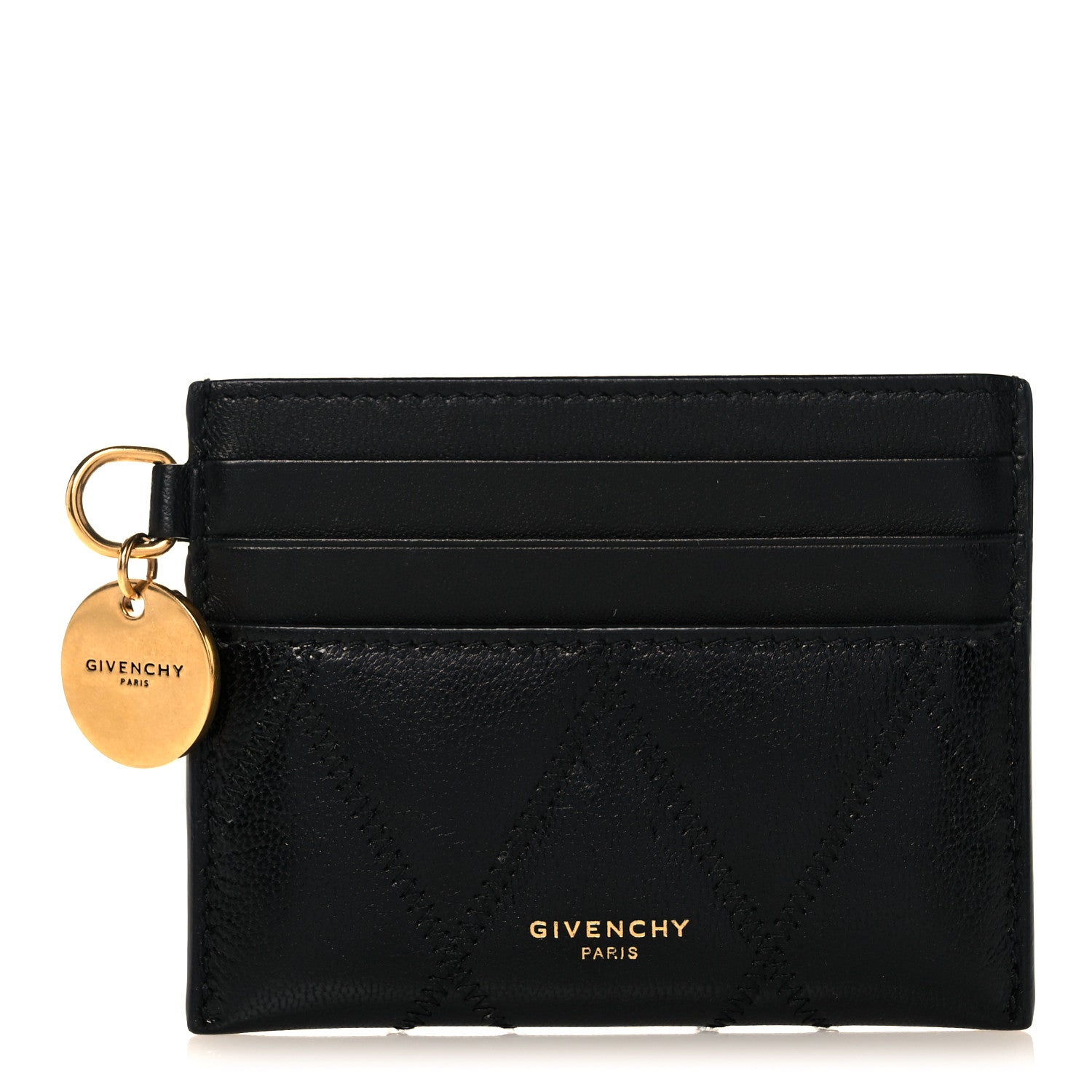Givenchy Goatskin Diamond Quilted GV3 Card Holder Black 1 of 8