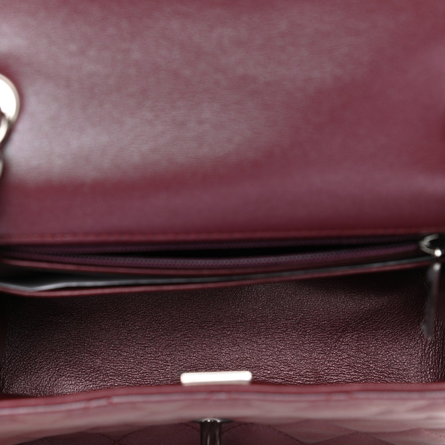 Iridescent Lambskin Quilted Mini Square Flap Burgundy