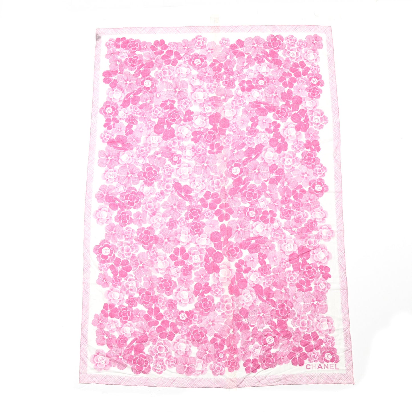 Cotton Silk CC Camellia Stole Pink White