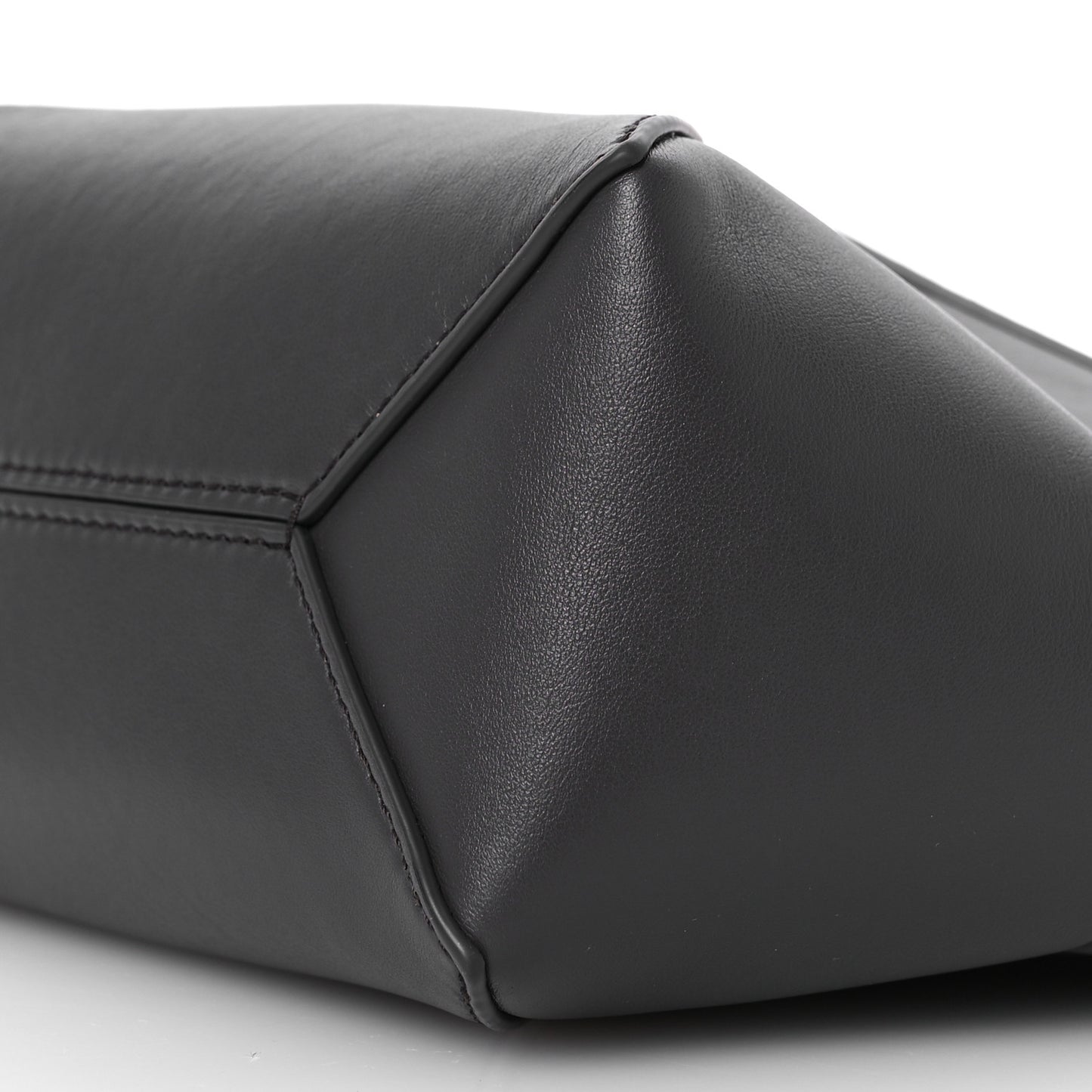 Shiny Calfskin Mini Puzzle Fold Tote Pearl Grey Dark Grey