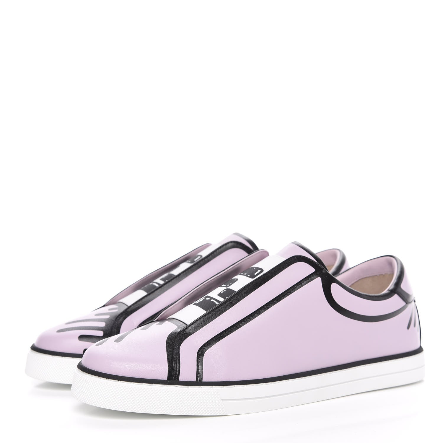 Fendi X JOSHUA VIDES Nappa Rockoclick Slip On Sneakers 39.5 Pink Xiloph White Black 3 of 9