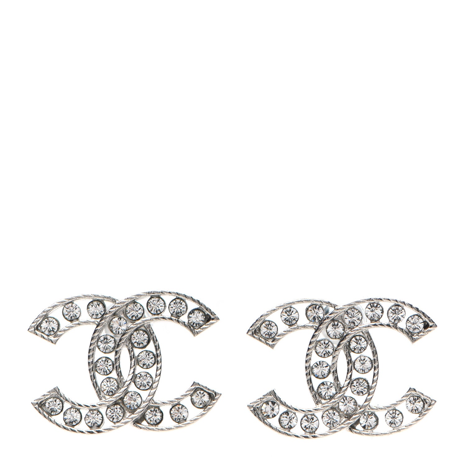 Chanel Crystal CC Earrings Silver 1 of 4