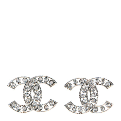 Chanel Crystal CC Earrings Silver 1 of 4