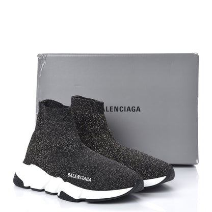 Balenciaga Knit Metal Womens Speed Sneakers 38 Black Gold 7 of 7