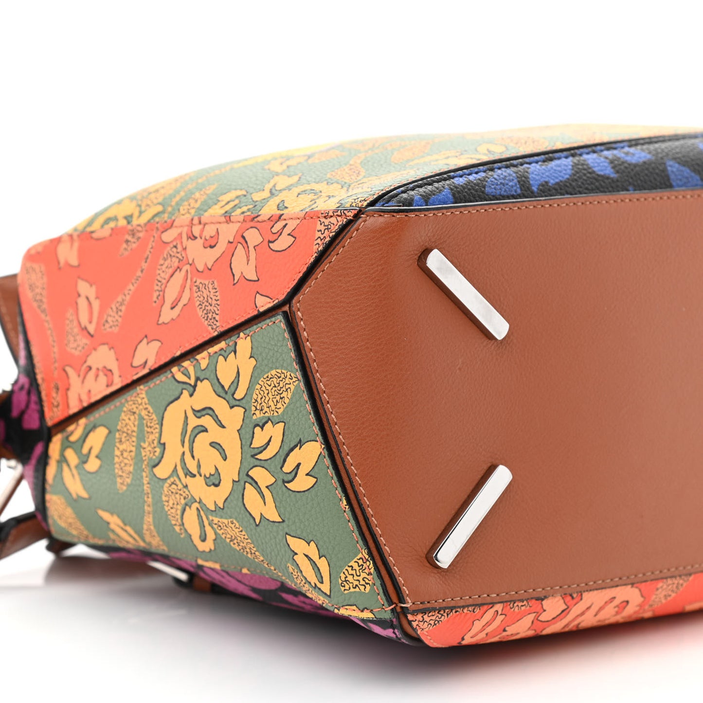 Calfskin Printed Medium Paula's Ibiza Patchwork Puzzle Bag Multicolor