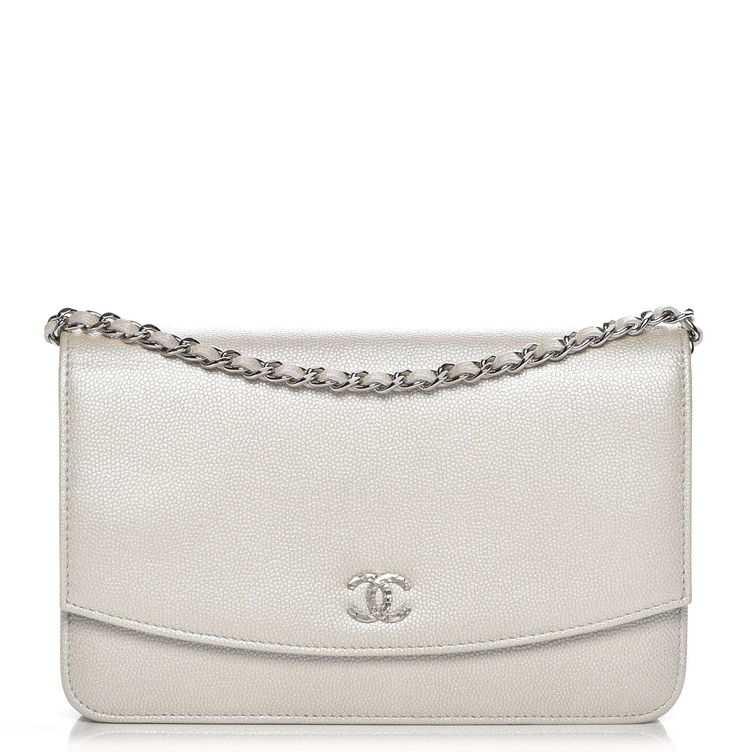 Chanel Caviar Sevruga Wallet On Chain WOC White 1 of 8