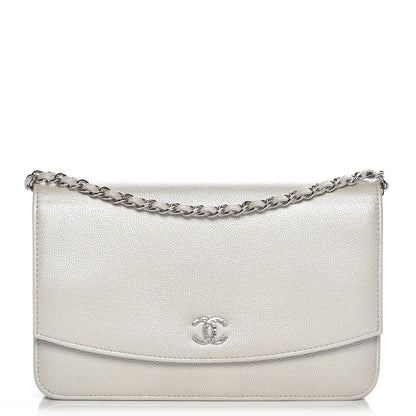 Chanel Caviar Sevruga Wallet On Chain WOC White 1 of 8
