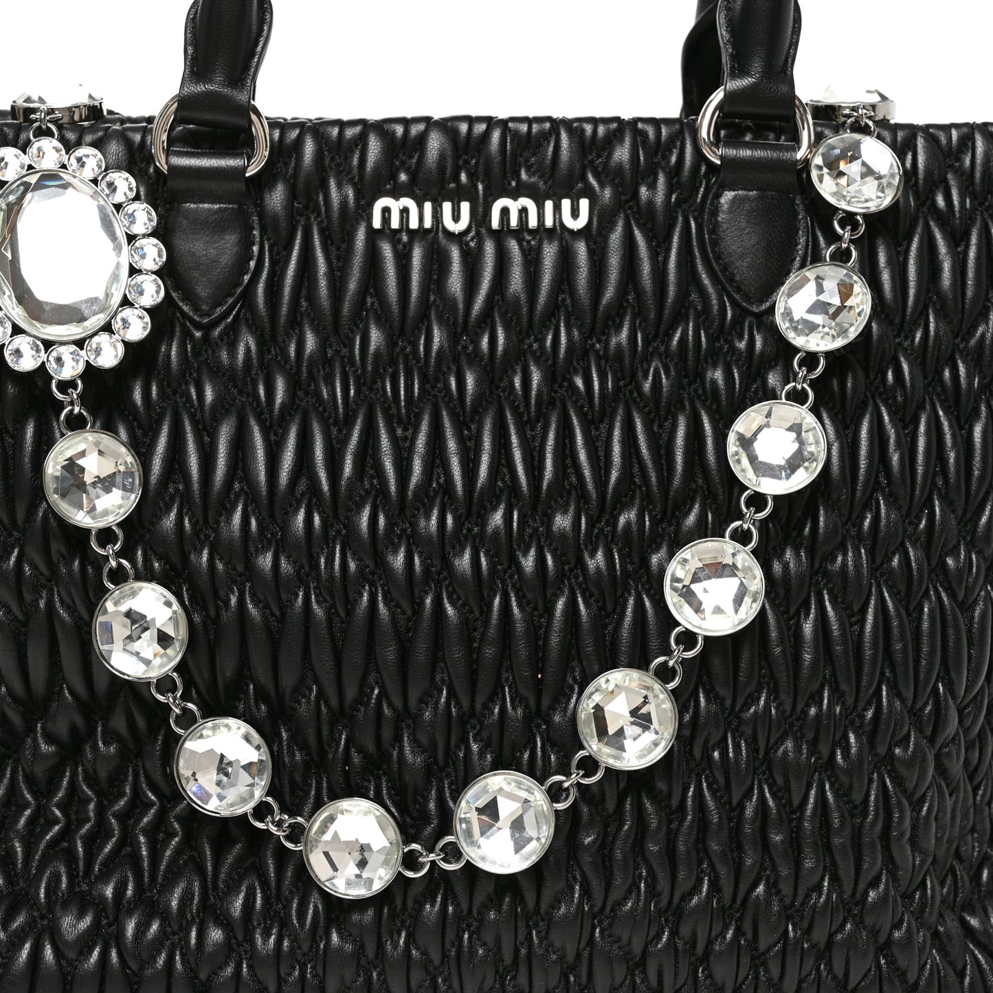 Nappa Matelasse Swarovski Crystal Tote Black