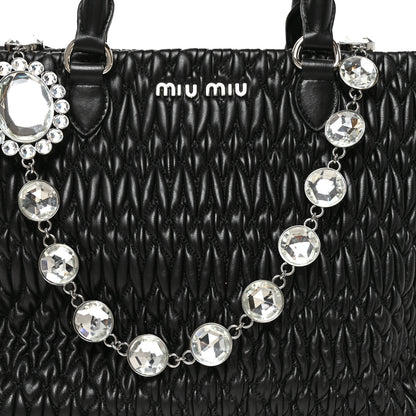 Miu Miu Nappa Matelasse Swarovski Crystal Tote Black 7 of 9