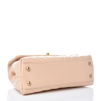 Chanel Calfskin Lizard Chevron Quilted Mini Coco Handle Flap Beige 5 of 8