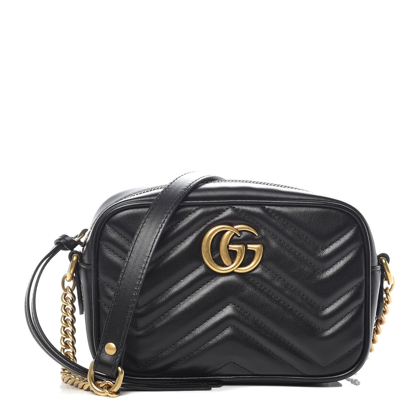 Calfskin Matelasse Mini GG Marmont Chain Shoulder Bag Black