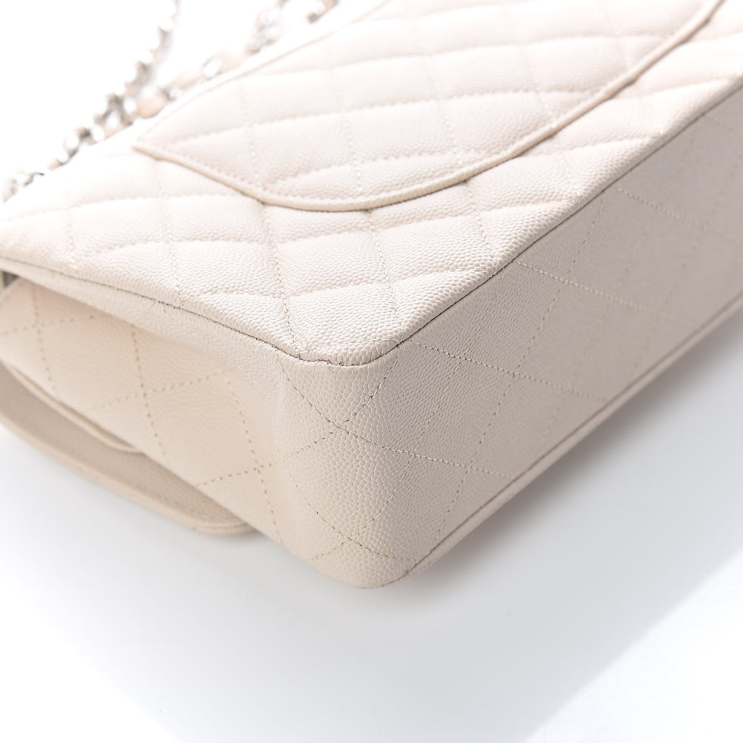 Caviar Quilted Medium Double Flap Light Beige