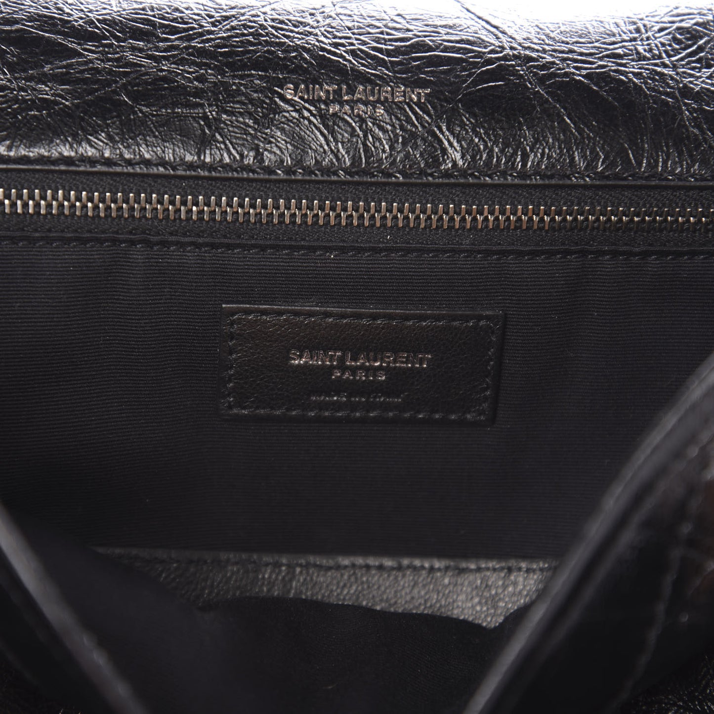 Crinkled Calfskin Matelasse Monogram Large Niki Chain Satchel Black