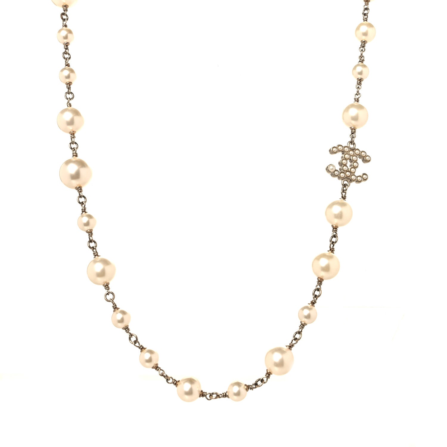 Chanel Pearl CC Long Necklace Gold 1 of 5
