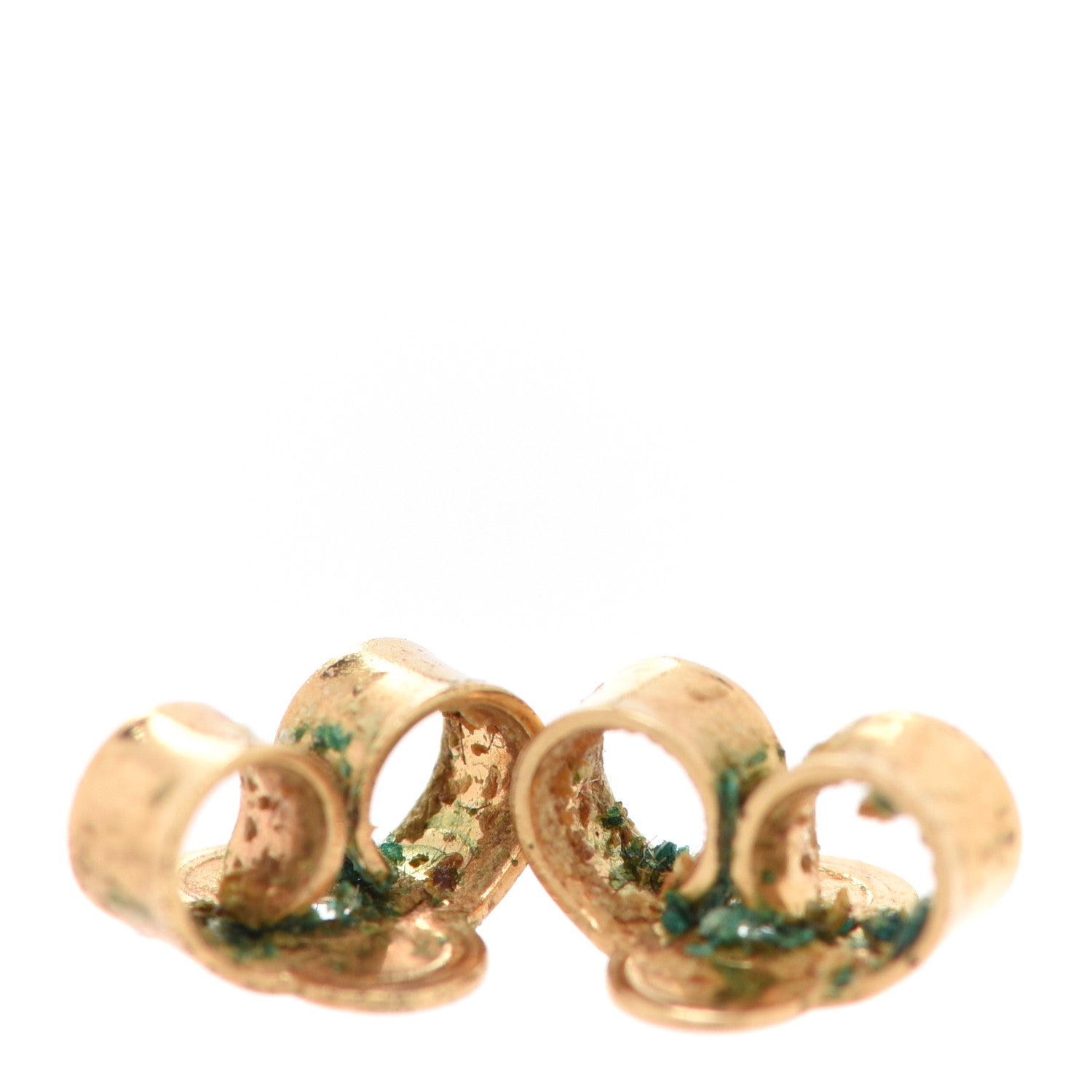 Louis Vuitton Brass Flower Full Stud Earrings Gold 4 of 5