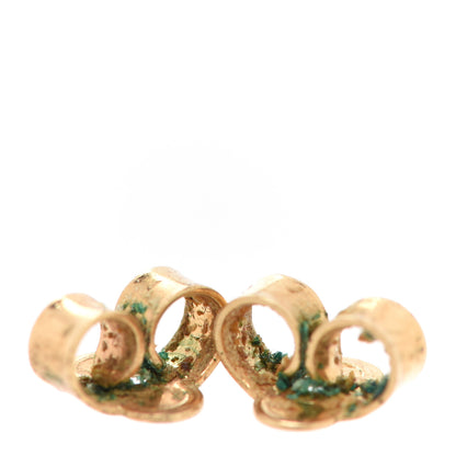Louis Vuitton Brass Flower Full Stud Earrings Gold 4 of 5