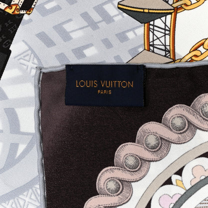 Louis Vuitton Silk Monogram Around The World Square Scarf Brown 4 of 4