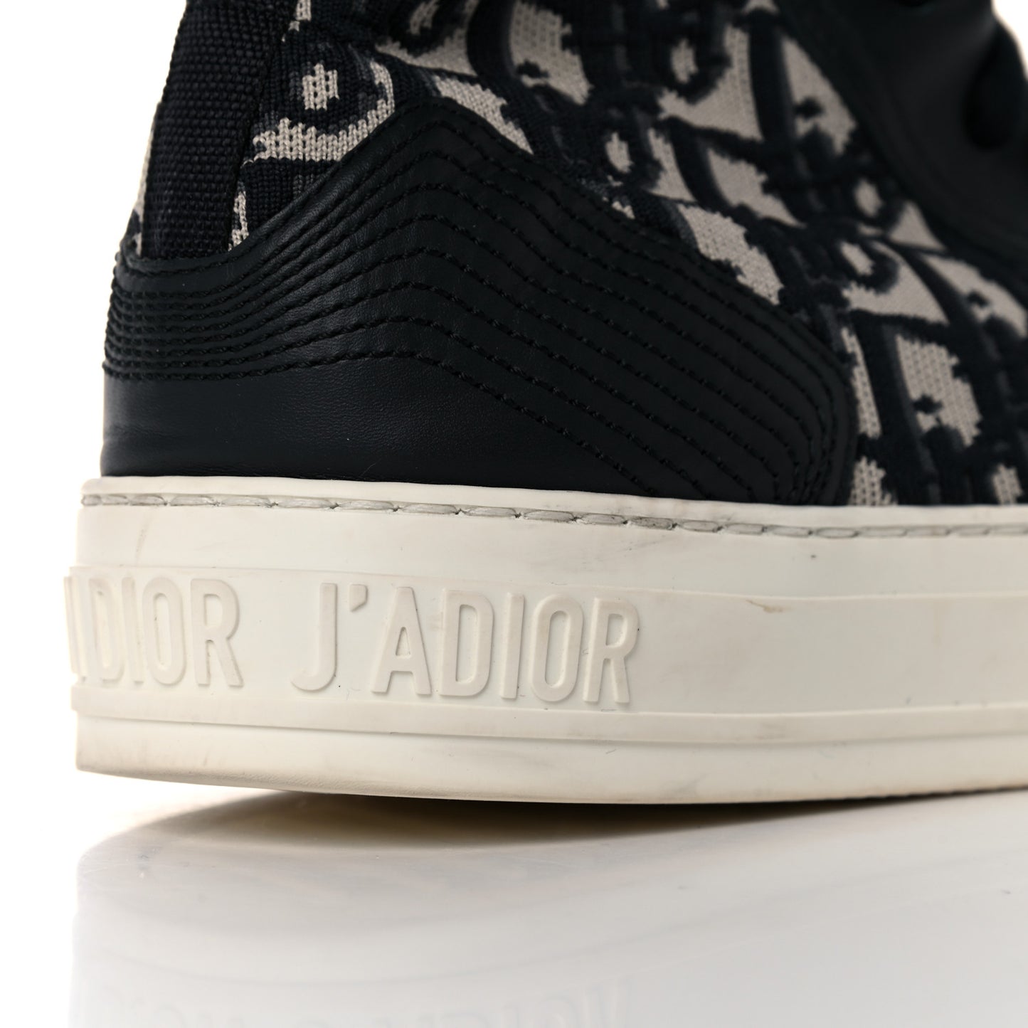 Technical Knit Calfskin Oblique Womens Walk'n Dior High Top Sneakers 38.5 Deep Blue