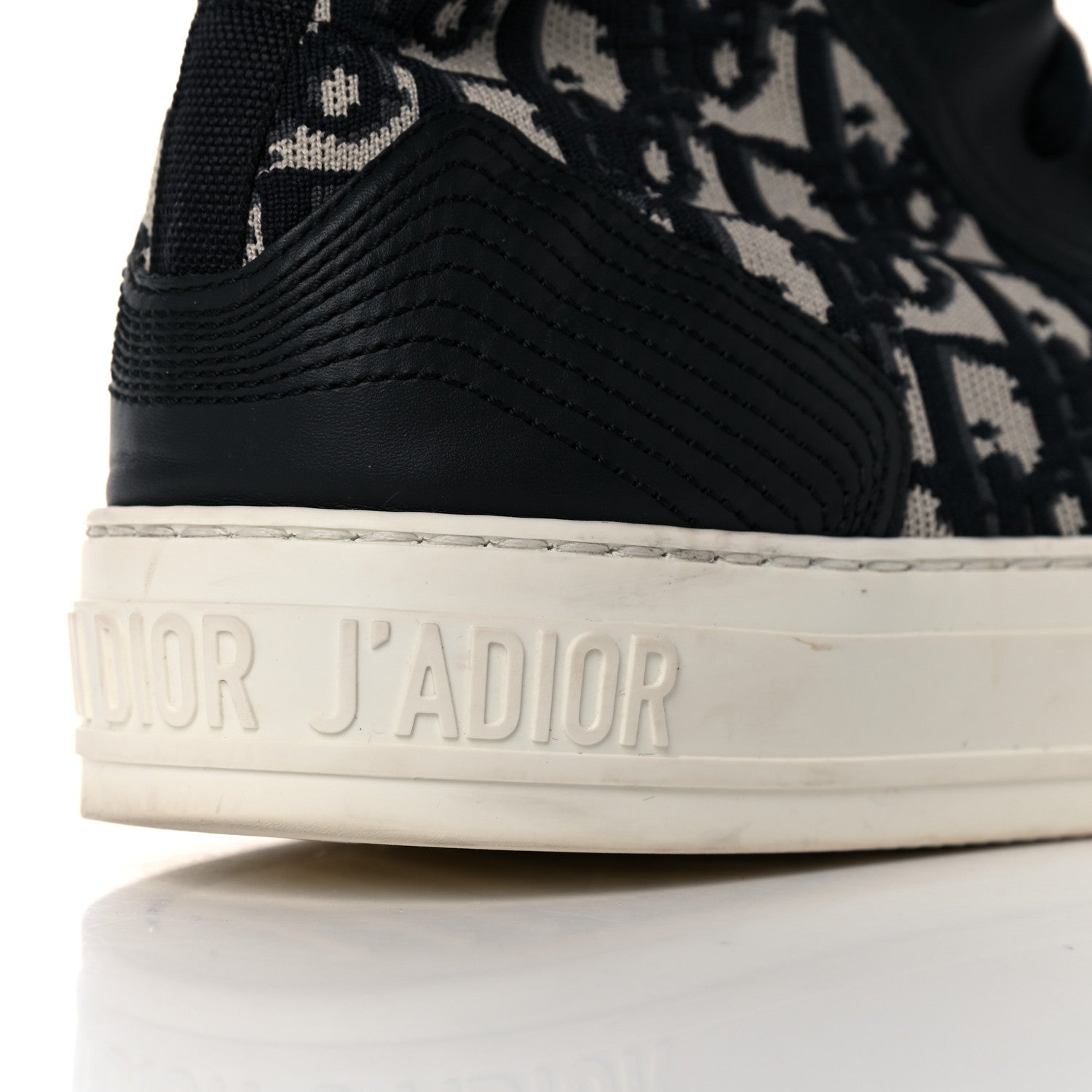 Christian Dior Technical Knit Calfskin Oblique Womens Walk'n Dior High Top Sneakers 38.5 Deep Blue 17 of 24