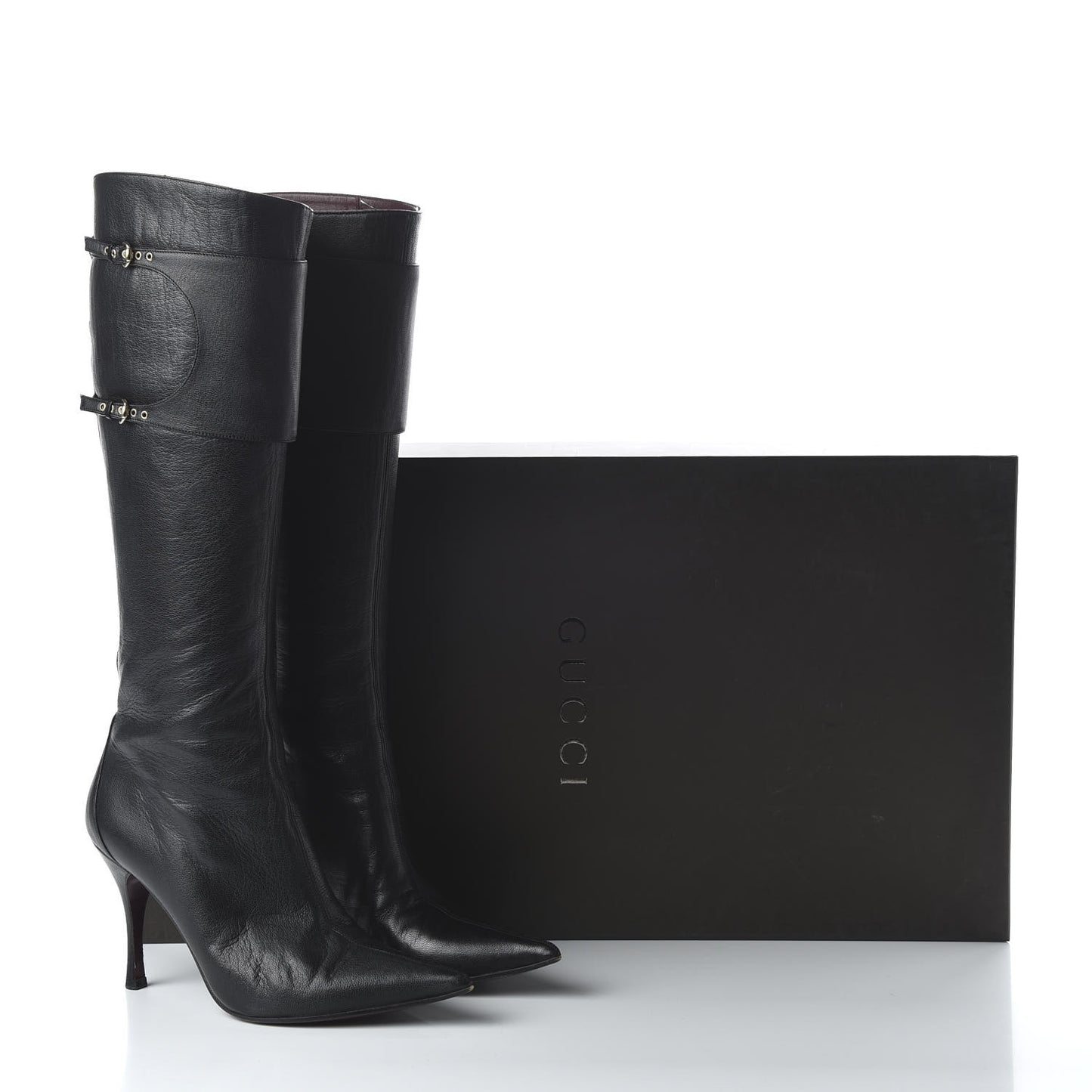 Calfskin Knee High Boots 8 Black