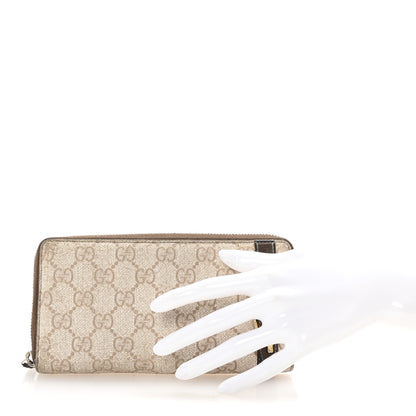 Gucci GG Supreme Monogram Calfskin Nice Zip Around Wallet New Mystic White Beige Brown 2 of 7