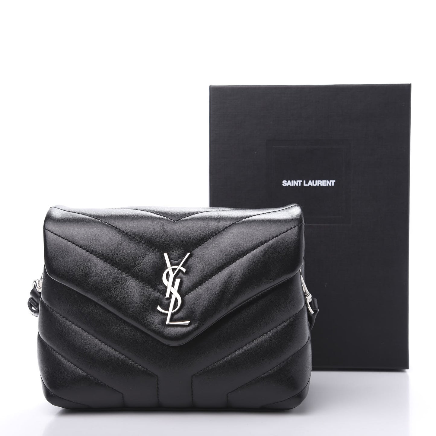 Calfskin Y Quilted Monogram Toy Loulou Crossbody Bag Black