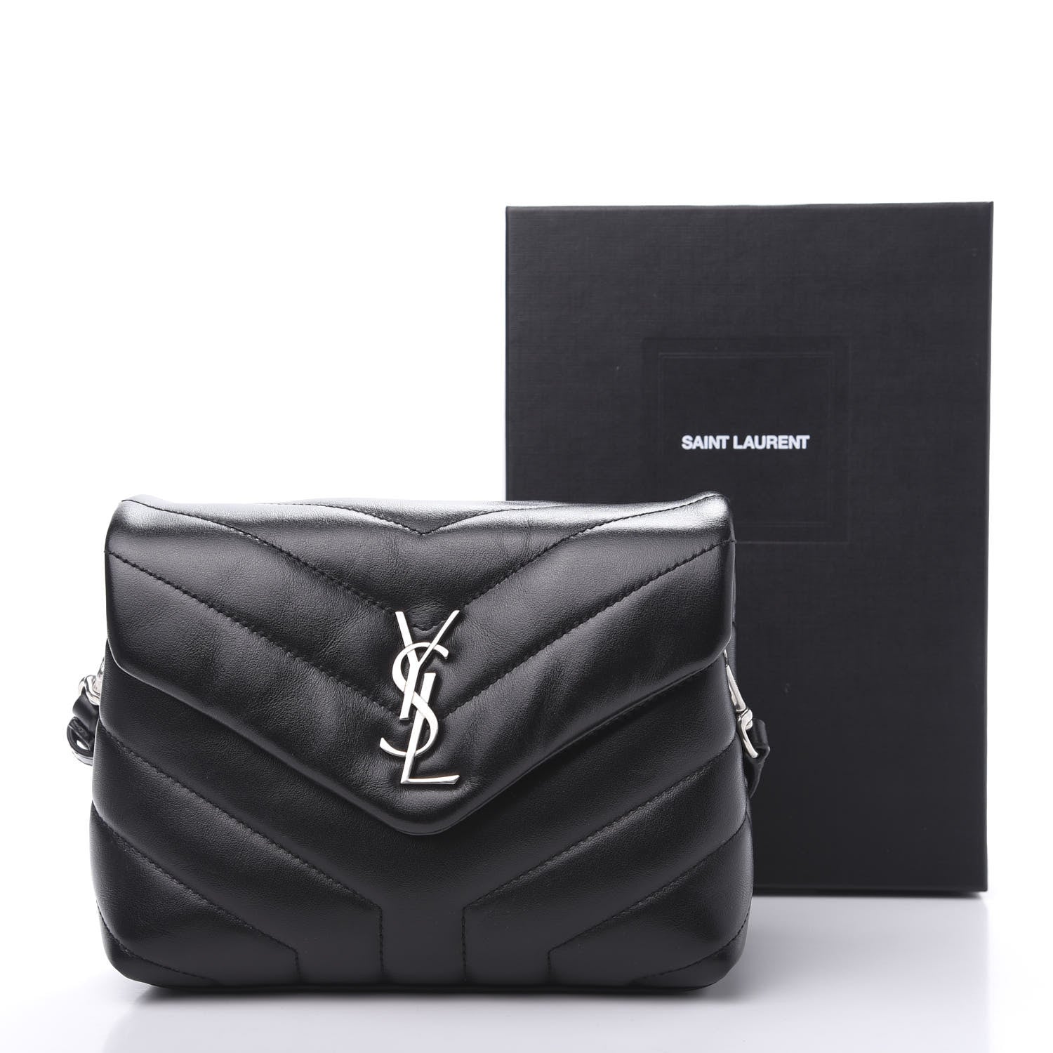 Saint Laurent Calfskin Y Quilted Monogram Toy Loulou Crossbody Bag Black 12 of 12