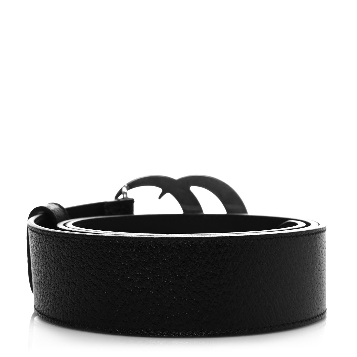 Gucci Textured Dollar Calfskin Nickel Double G 40mm Belt 90 36 Black 2 of 4